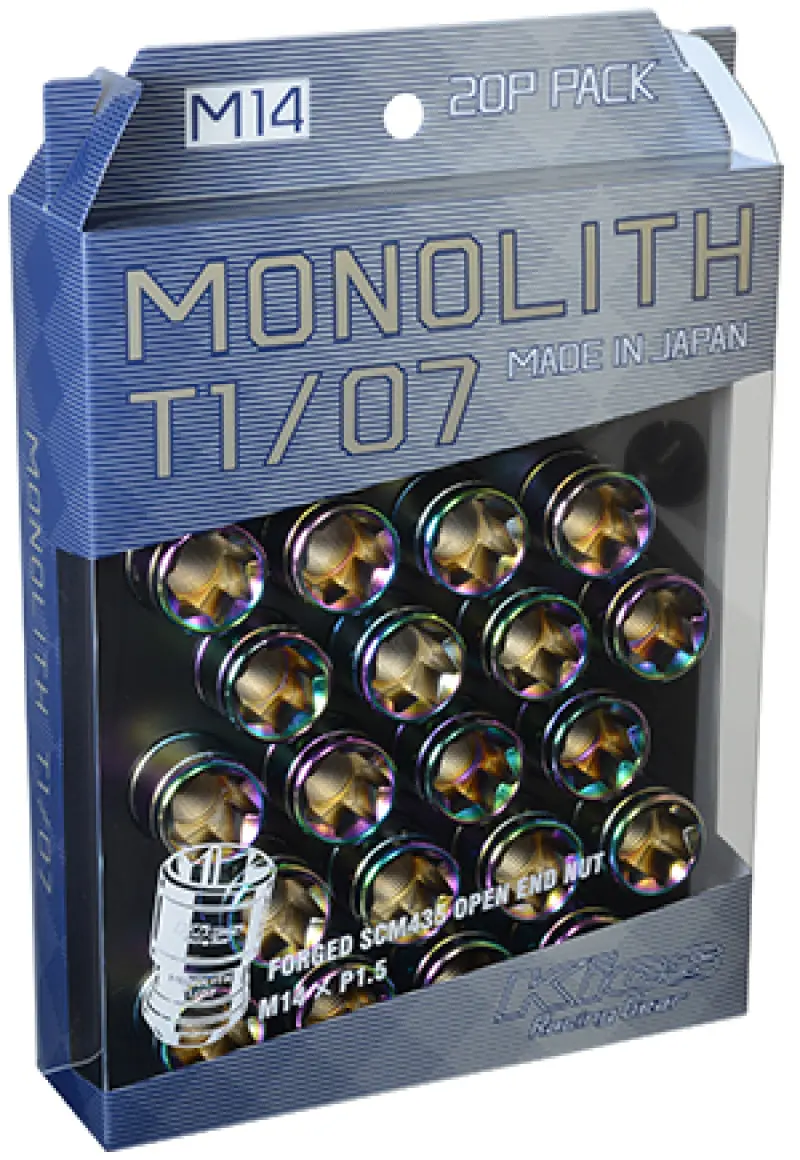 Project Kics 14 X 1.5 Neochrome T1/07 Monolith Lug Nuts - 20 Pcs 1