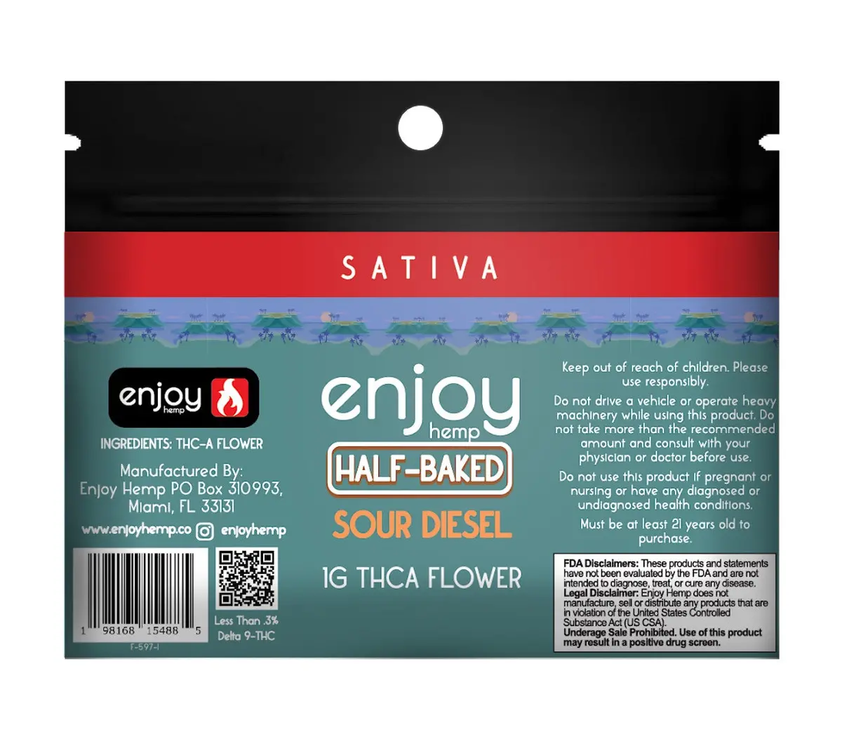 Enjoy Hemp Thca Sour Diesel Flower 1G 1