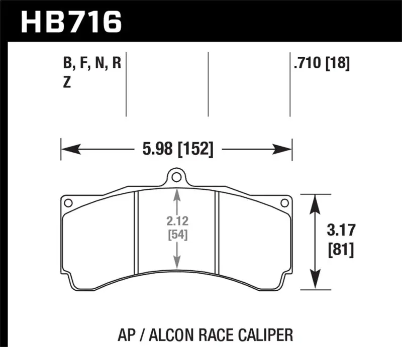 Hawk Hps Brake Pads W/ 0.710 Thickness - Ap Racing Alcon 1