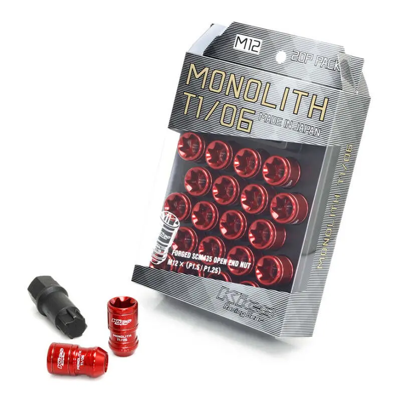 Project Kics 12X1.25 Monolith T1/06 Lut Nut Set - Red (20 Pcs) 1