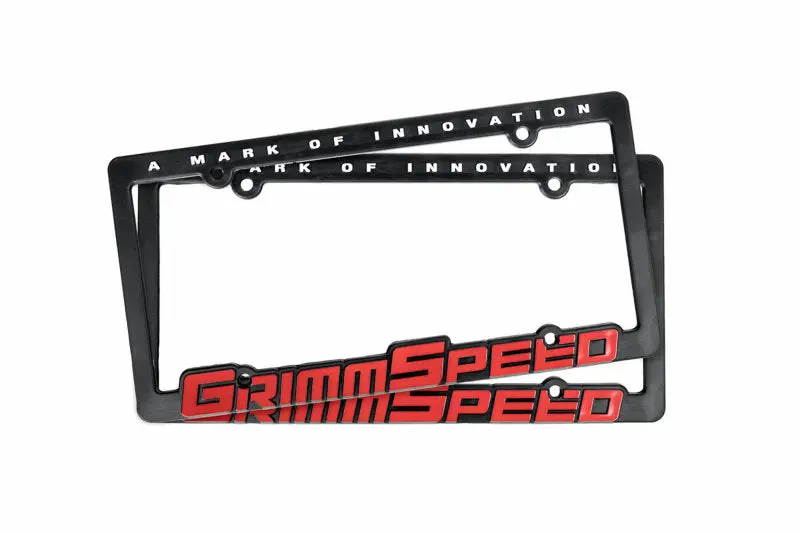Grimmspeed License Plate Frame - Grimmspeed Red Text (Pair) 1