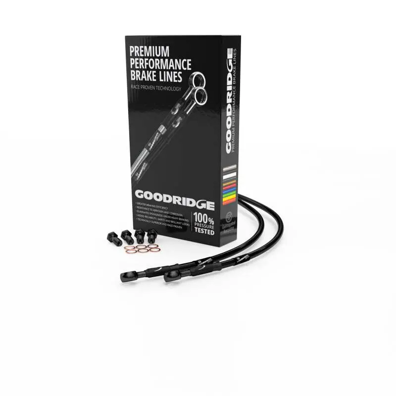 Goodridge 98-99 Kawasaki Zx6r G1-G2 Black Rear Ss Brake Lines W/Black Fittings 1