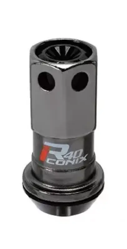 Project Kics R40 Iconix 12X1.25 Black Lug Nut (Black Seat) - 1Pc 1