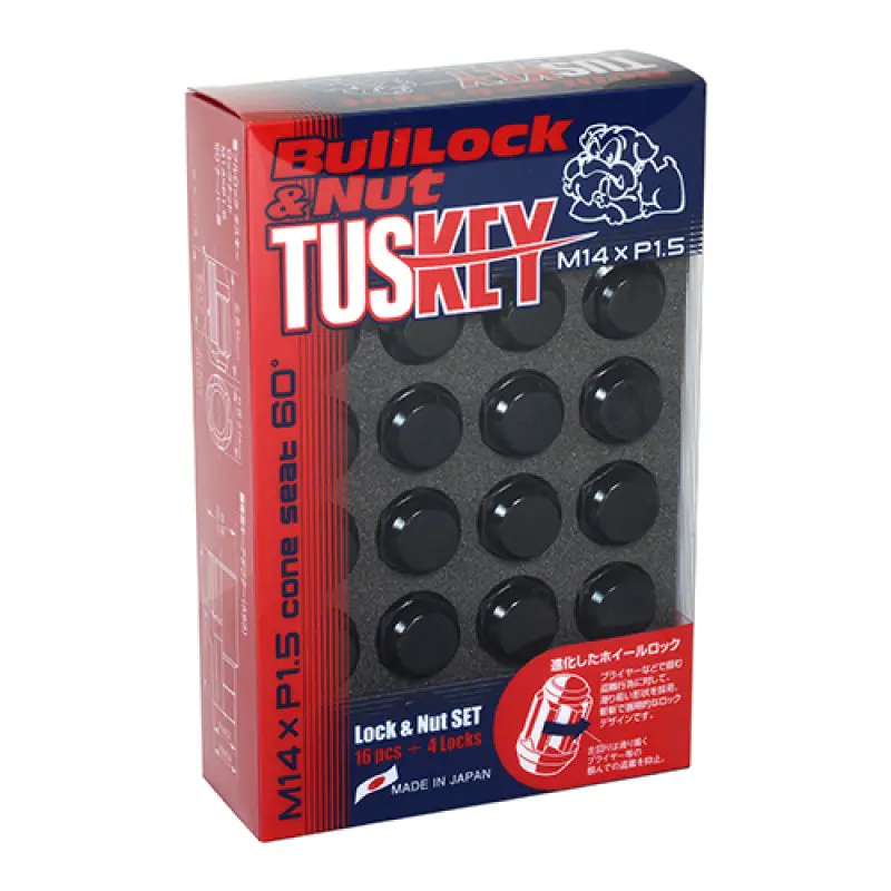 Project Kics 16 Lugs + 4 Locks Tuskey Black Bullock And Nut Set - 14X1.50 1