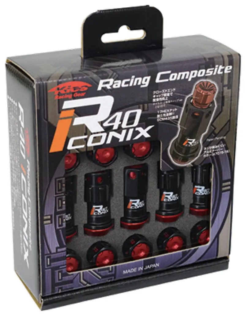 Project Kics 20 Pcs Black Lug Nuts R40 Iconix W/ Aluminum Cap (Black) - 12X1.25 1