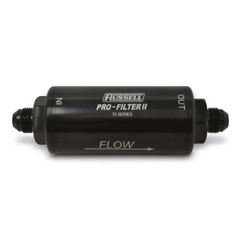 Russell Performance Profilter 2 Fuel Filter 6 1/4In Long 10 Micron 10An Male In/Out - Black 1