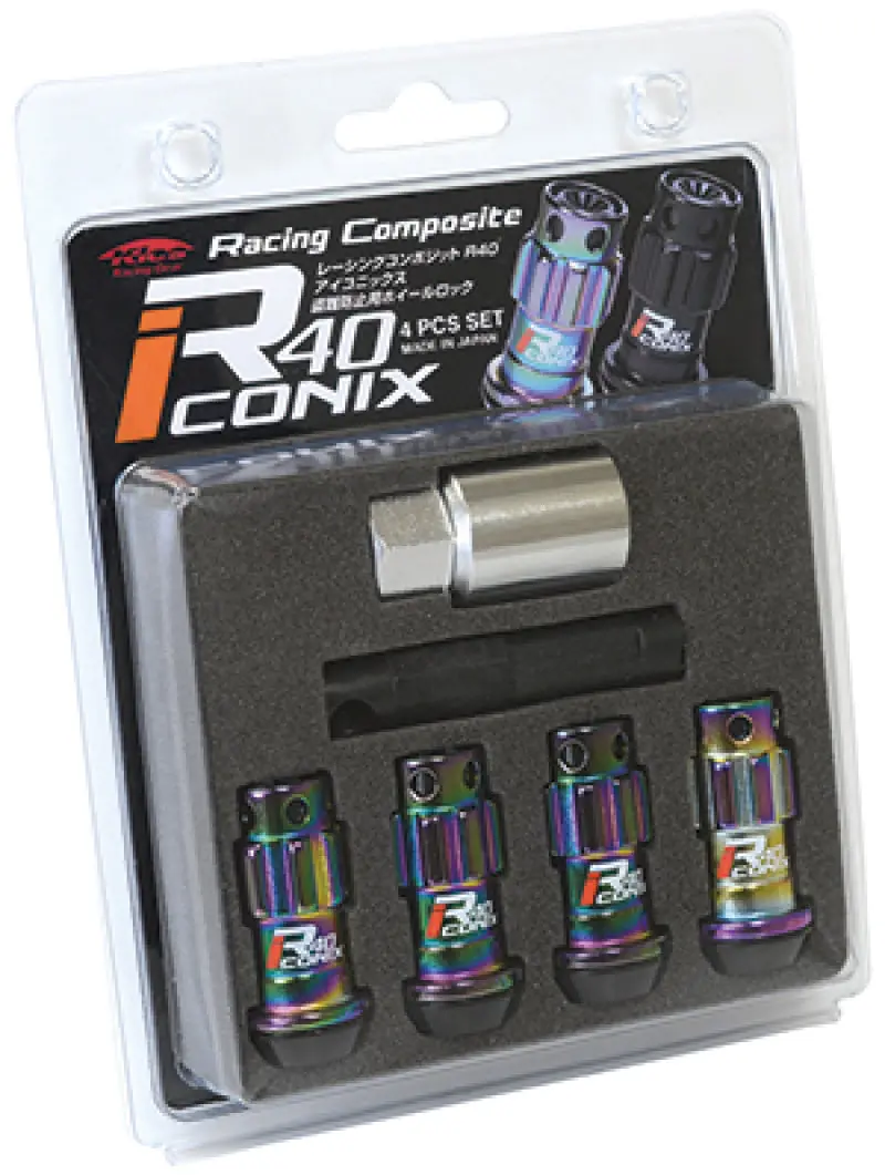 Project Kics 12X1.50 R40 Iconix Neochrome Lug Nut Lock Set - 4 1